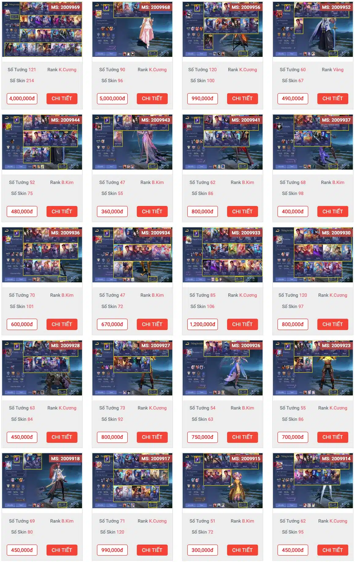 Shop Bán Acc Liên Quân VIP Full Tướng, Full Skin giá rẻ
