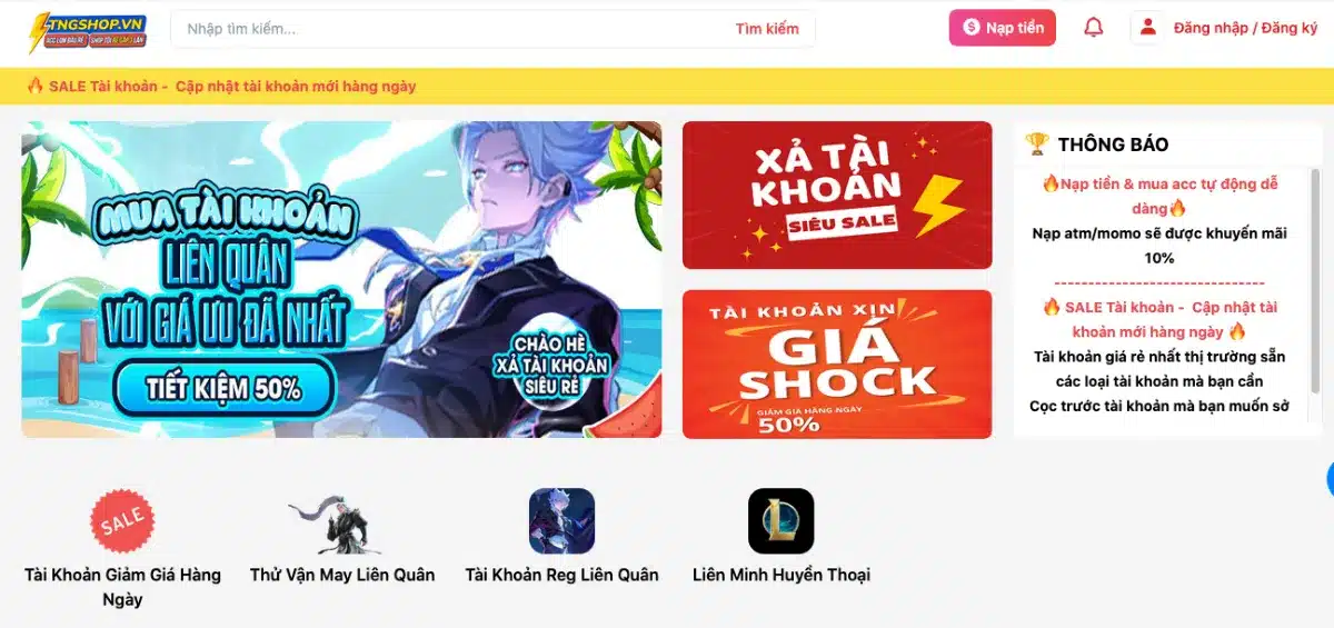 Tng Shop Liên Quân - shop acc random 9k uy tín