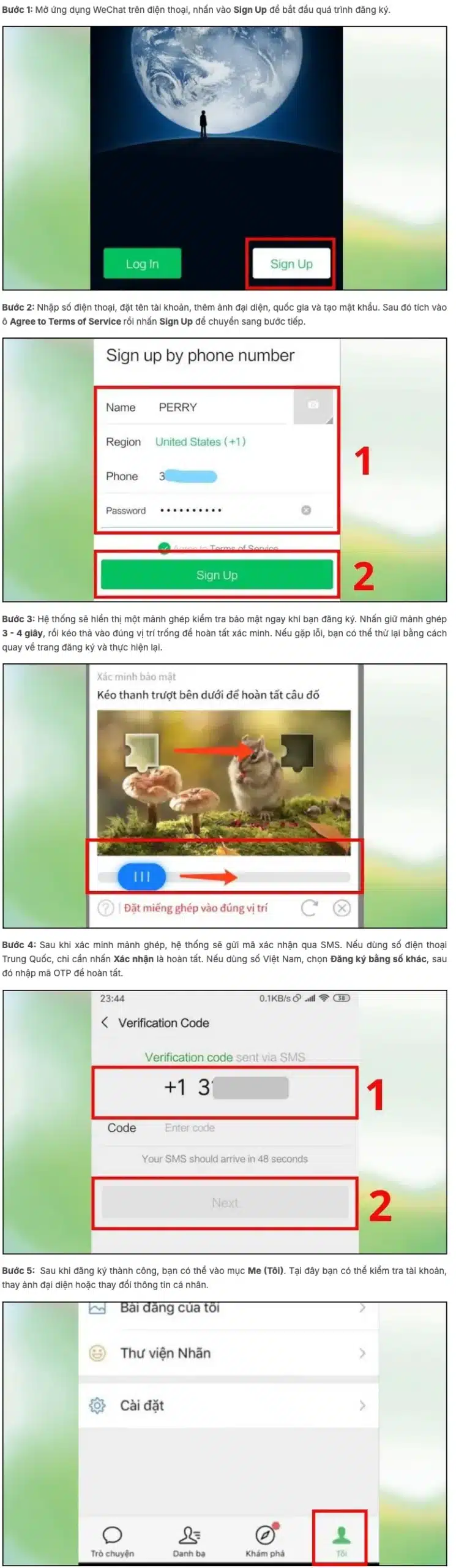 Tạo tài khoản Wechat không cần quét mã chuyển vùng qua USA