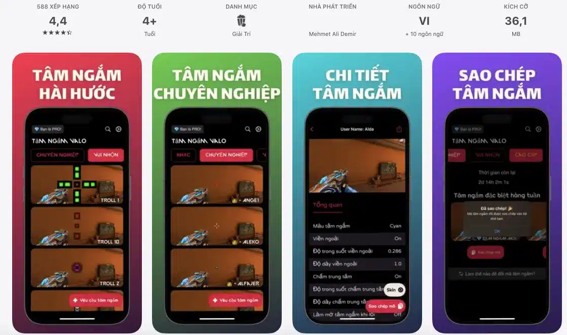 Ứng Dụng Valo Tâm Ngắm Pro Tâm Ảo Free Fire iOS