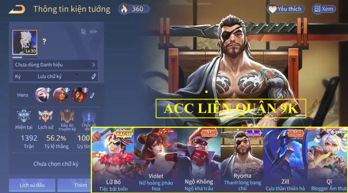 Shop Acc Liên Quân 9k