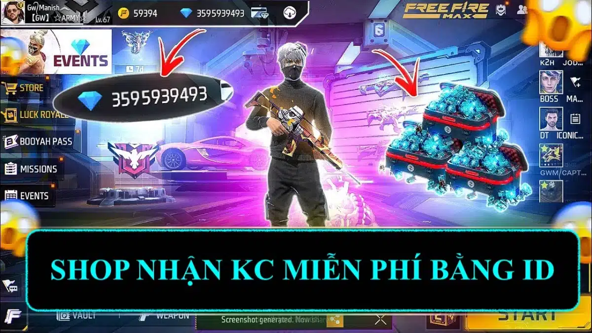 Shop nhận kc miễn phí bằng ID