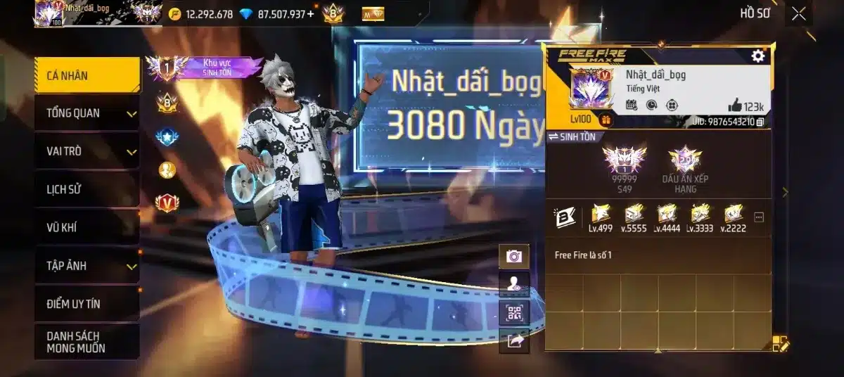 Ảnh FF vip 8 nam