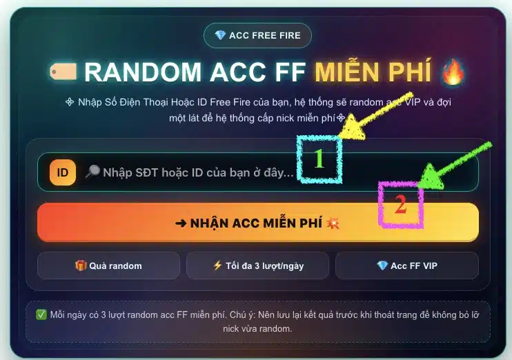 Cách Random Acc Free Fire
