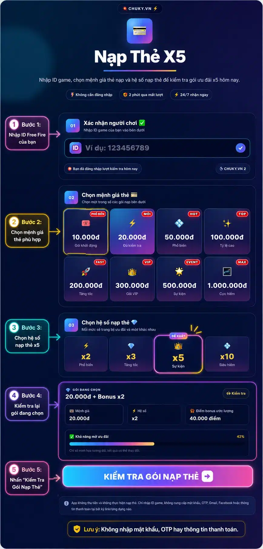 Hướng Dẫn Các Bước Nạp Kim Cương x5