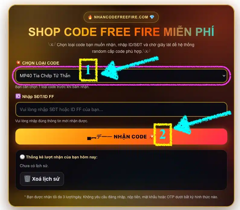 Cách nhận code MP40 Tia Chớp Tử Thần