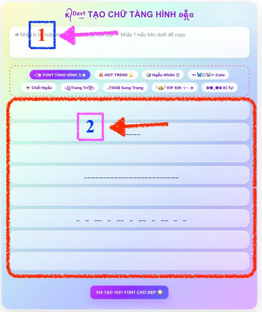 Cách tạo font chữ tàng hình