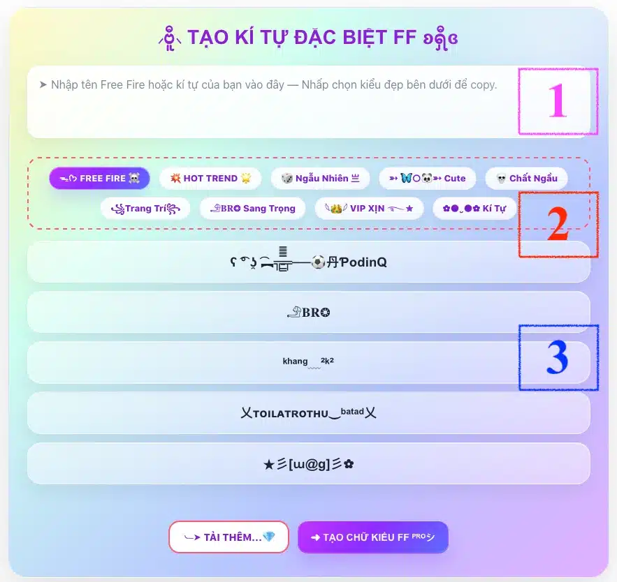 Cách tạo tên FF kí tự đẹp