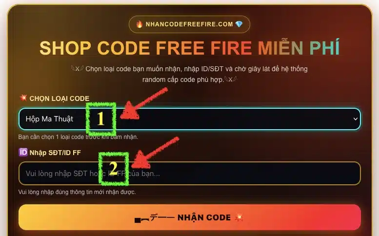 Code FF nhận hộp ma thuật