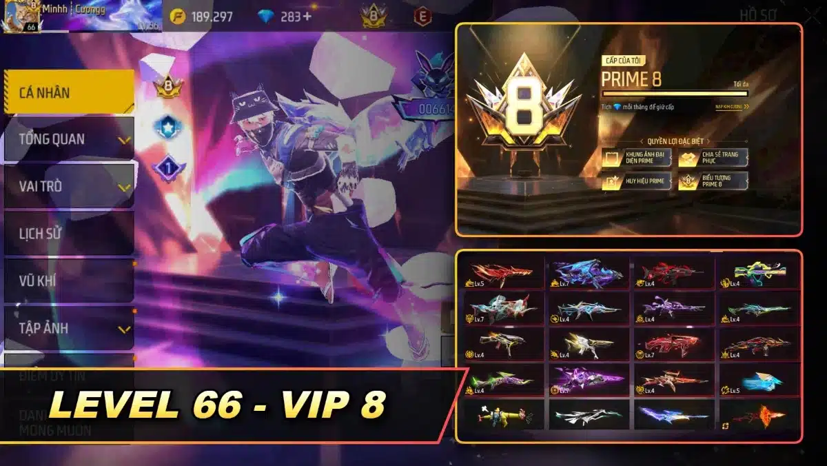 Ảnh FF vip 8 sảnh chờ level 66