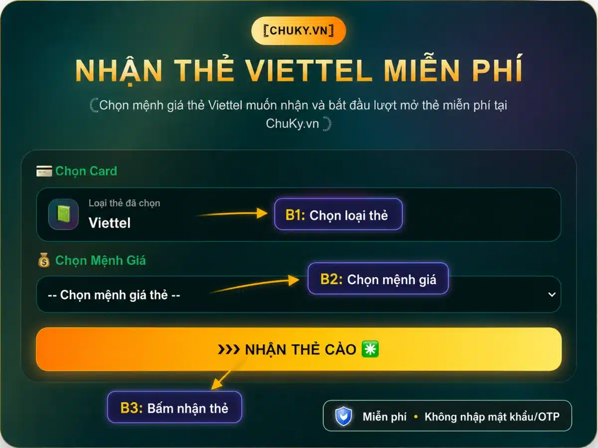 Nhận thẻ cào Viettel miễn phí