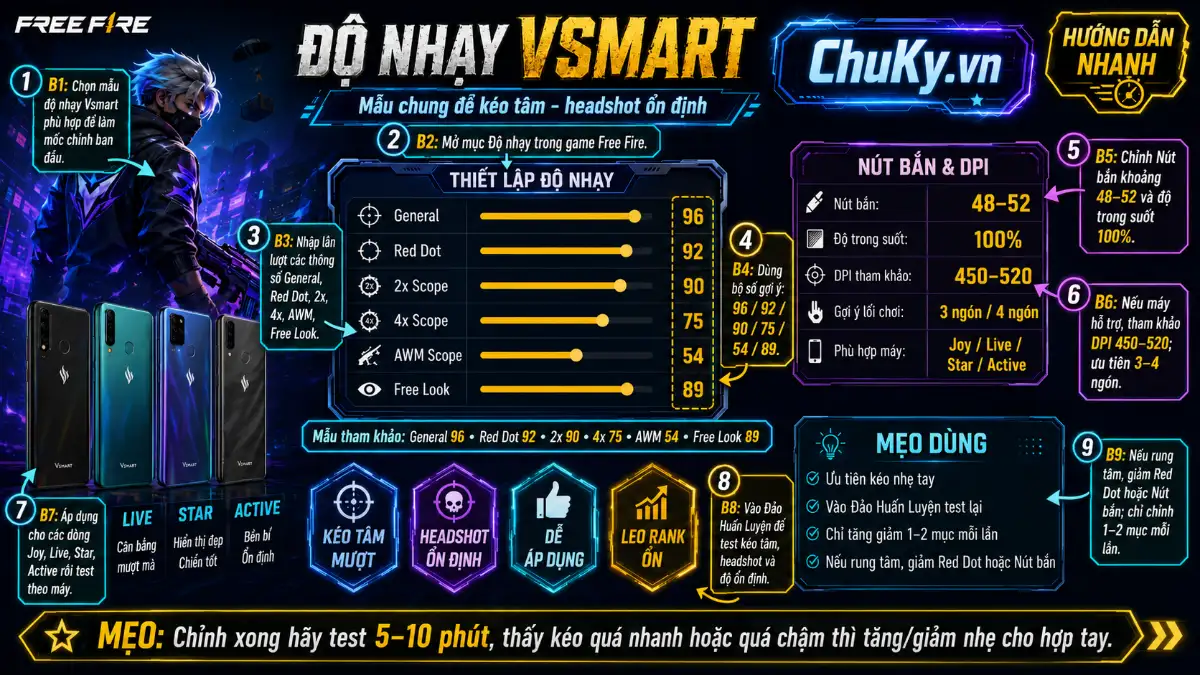 Cách tạo ĐỘ NHẠY VSMART headshot