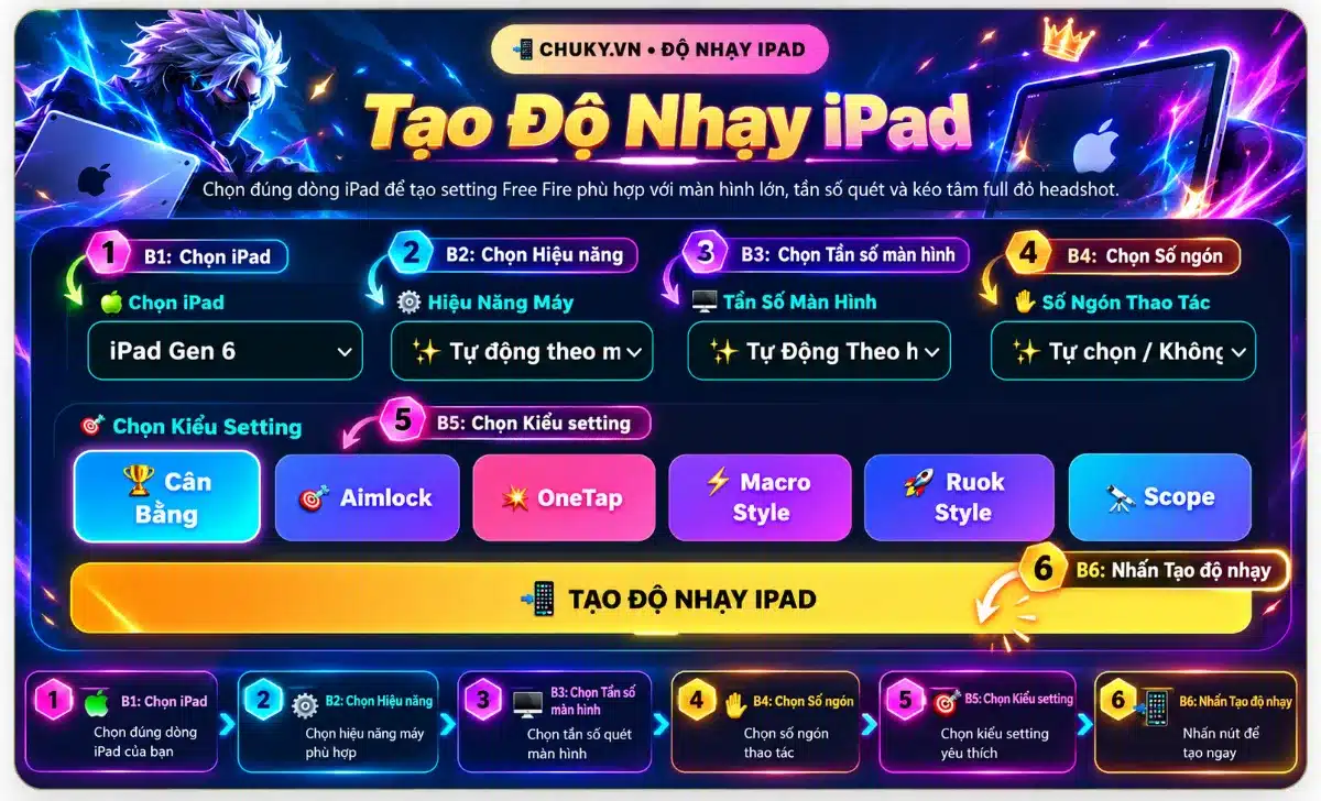 Cách dùng app độ nhạy iPad tự động 100