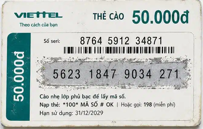 Card Viettel 50k đã cào