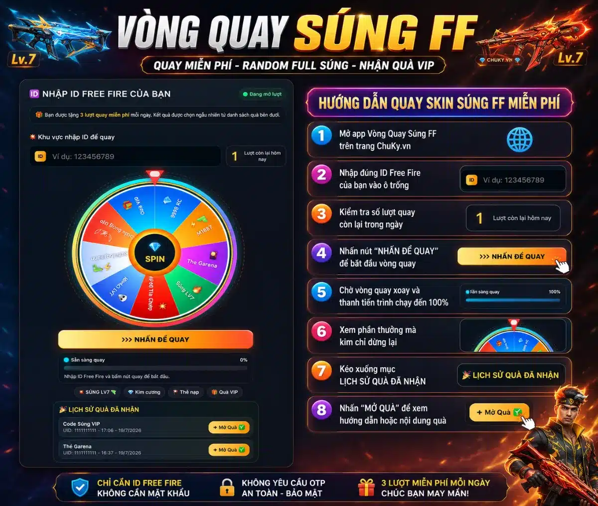Hướng dẫn tham gia vòng quay súng level 7 miễn phí