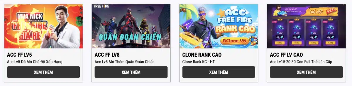 Shop Acc Clone FF