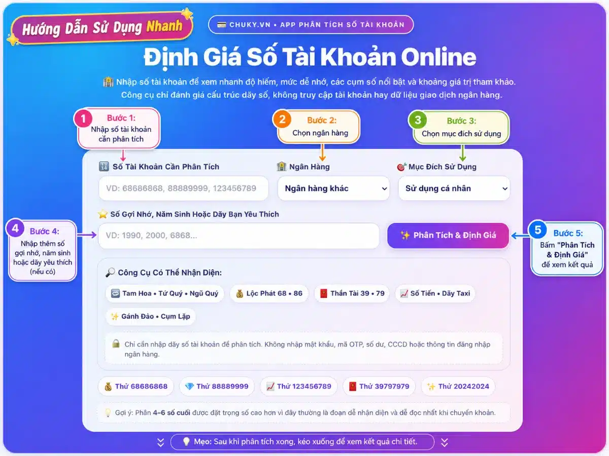Cách dùng app định giá stk ngân hàng