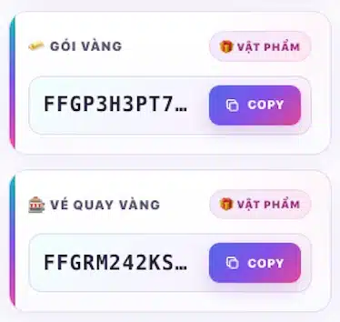 Nhận Code Vàng FF
