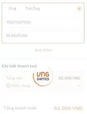Thẻ Zing 50k