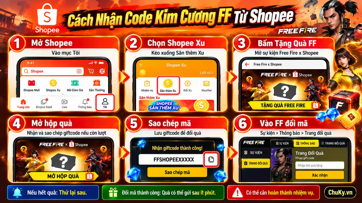 Cách Nhận Code Kim Cương FF Miễn Phí Từ Shopee